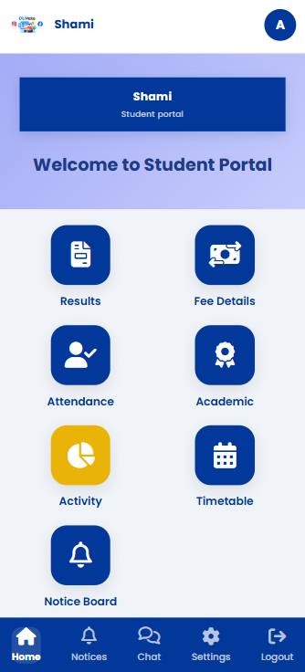 Student portal on a phone
